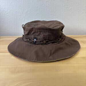 Peter Grimm Reversible Floral and Brown Bucket‎ Hat 70s Style Flowers